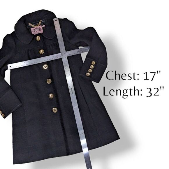 Juicy Couture Women's Black Wool Peacoat Single-Breasted Collared Neckline Trenc - Picture 11 of 13